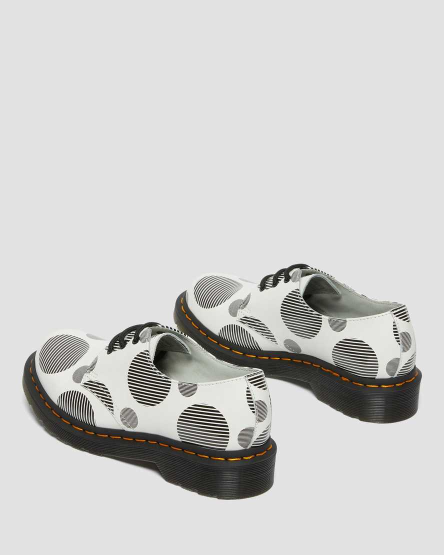 dámské oxfordské boty dr. martens 1461 polka dot smooth v bílé a černé barvě