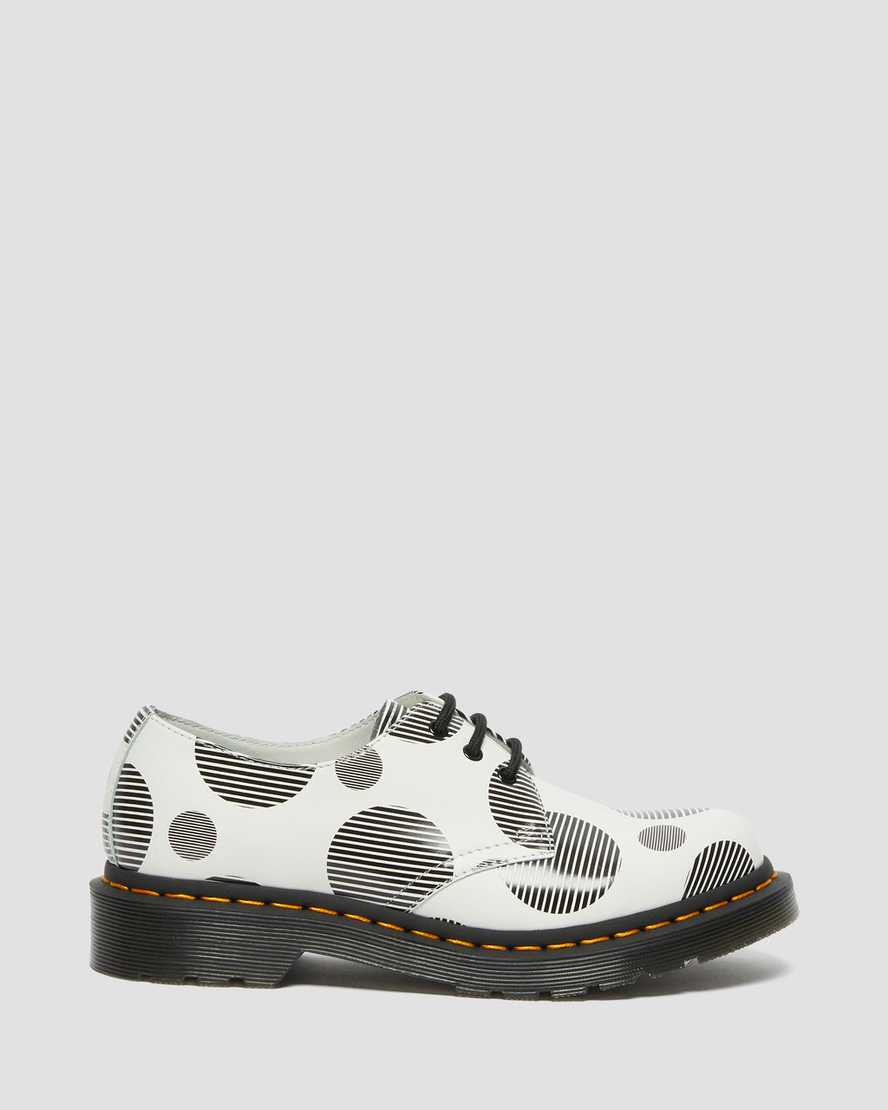 dámské oxfordské boty dr. martens 1461 polka dot smooth v bílé a černé barvě