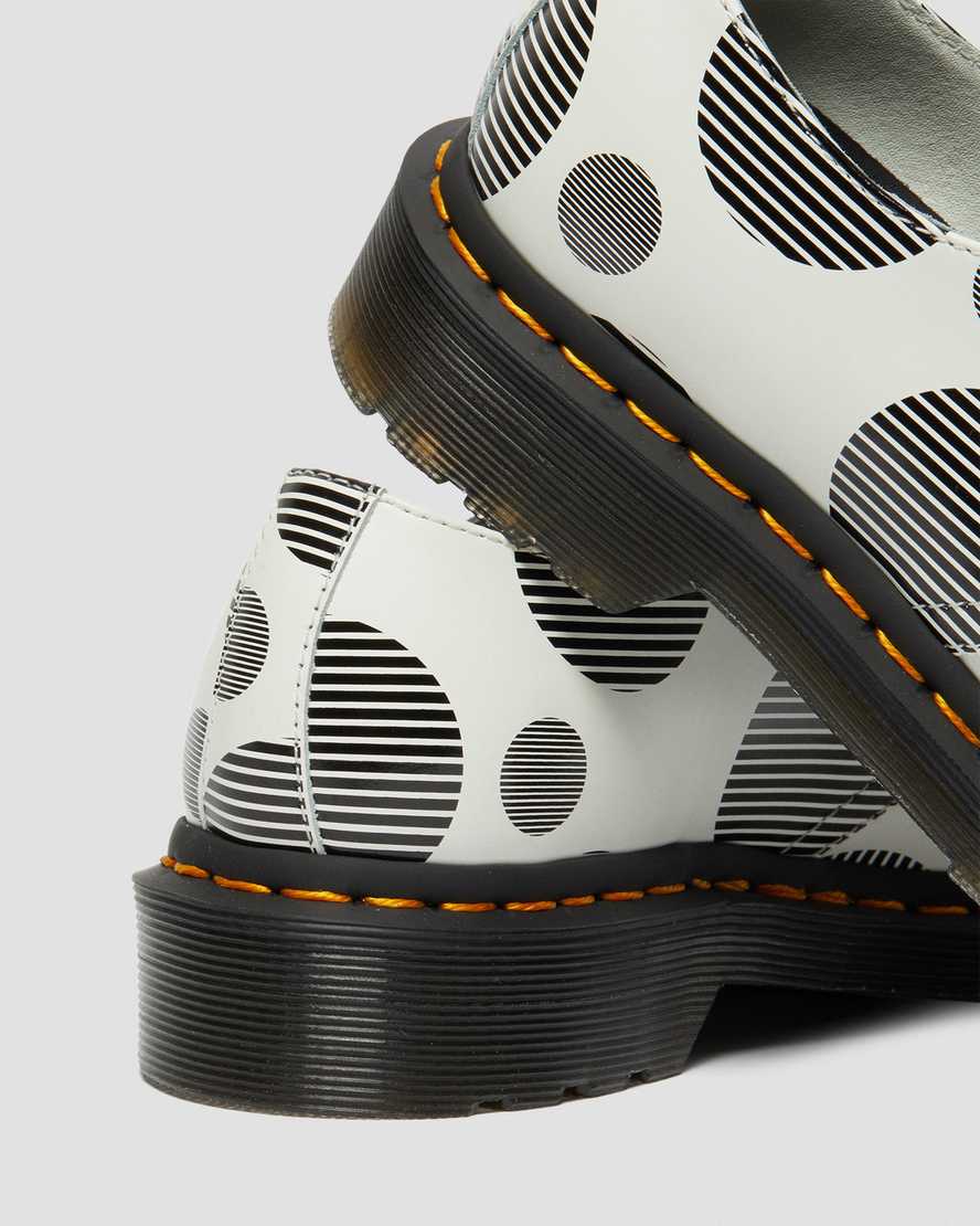 dámské oxfordské boty dr. martens 1461 polka dot smooth v bílé a černé barvě