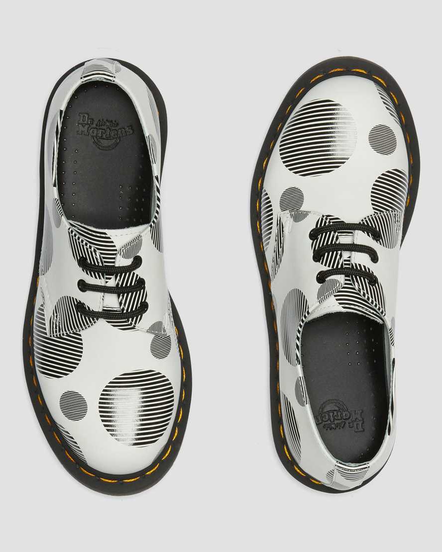 dámské oxfordské boty dr. martens 1461 polka dot smooth v bílé a černé barvě