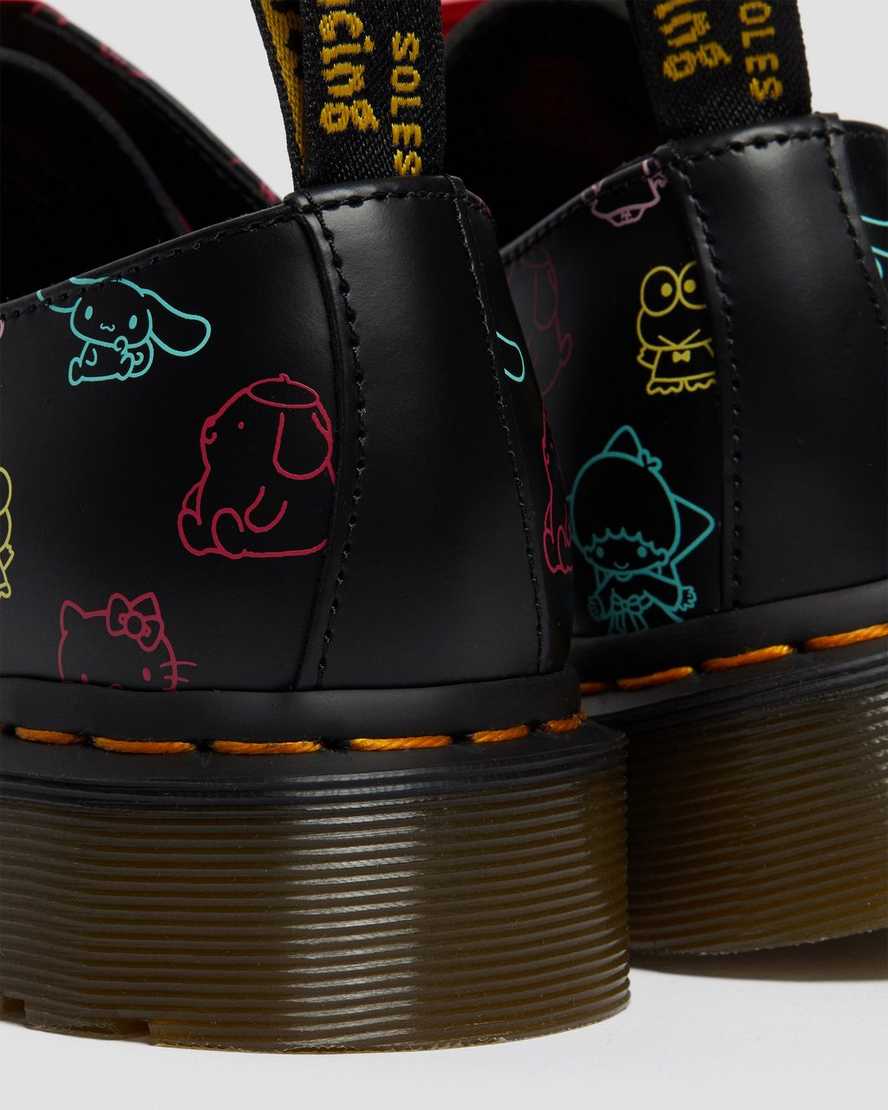 Černé dámské oxfordské boty dr. martens hello kitty friends 1461 smooth