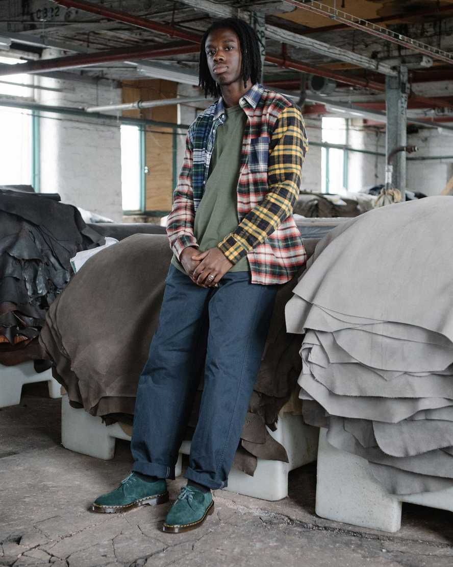 dámské oxfordské boty dr. martens 1461 made in england v zelené barvě