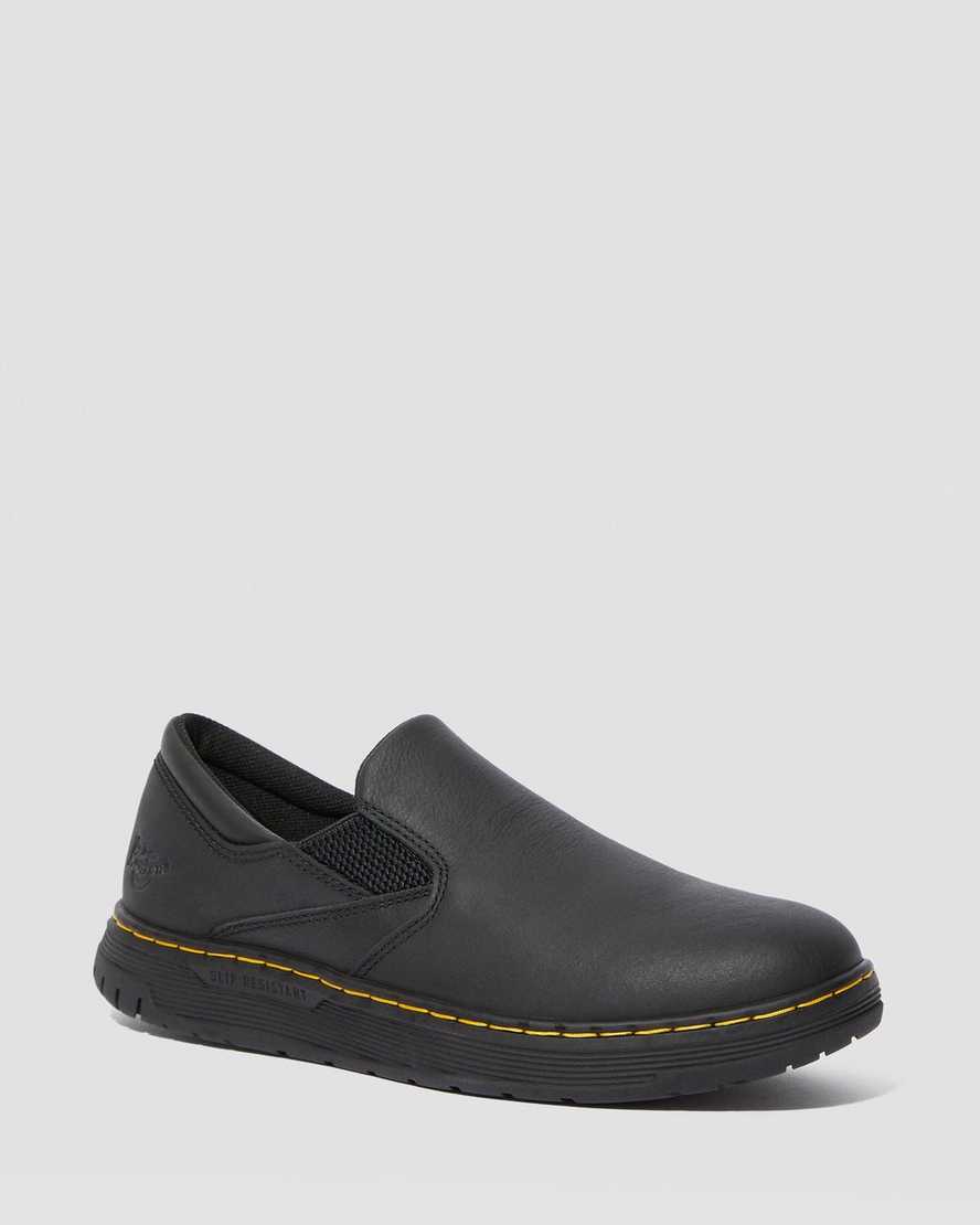 Černé dámské pracovní boty dr. martens brockley s protiskluzovou úpravou